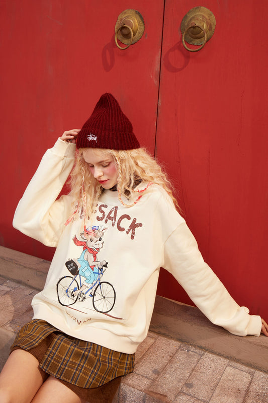 Harajuku Graphic Print Casual Pullover Sweatshirt Women,Spring